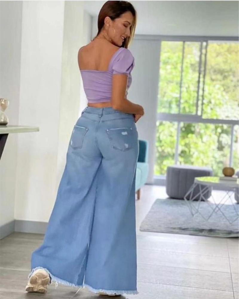 Womens Denim | Getty Crop Wide Leg Denim Denim